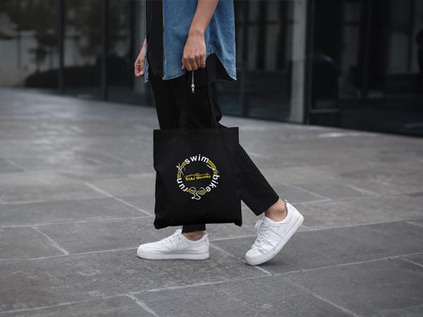 Bio-Baumwolltasche "SWIMBIKERUN" schwarz